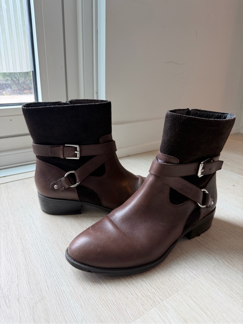 Ralph Lauren Women’s Brown Leather Ankle Boots with Suede Cuff - 7.5